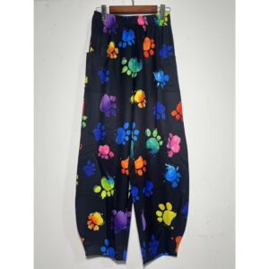 Women Pants Colorful Dog Paw Print Wide-Leg Pants for Women